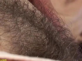 Voluptuous woman receives oral pleasure from her hairstylist