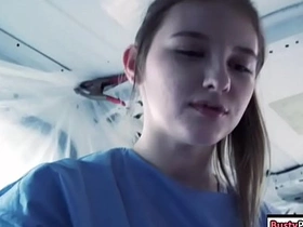 Seductive nurse receives intense treatment in the back of an ambulance